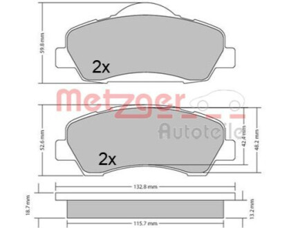 Комплект тормозных колодок METZGER 1170690