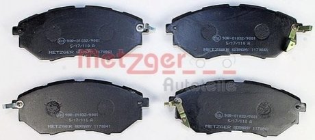 Колодки дискового тормоза METZGER 1170841 (фото 1)