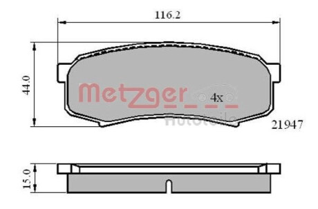 Колодки гальмівні (задні) Mitsubishi Pajero IV 06-/Toyota Land Cruiser 84-/Prado 02-/Lexus GX 01- METZGER 1170871