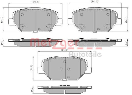 Колодки гальмівні (передні) Opel Insignia B 17-/Chevrolet Camaro/Buick Envision 16- METZGER 1170880