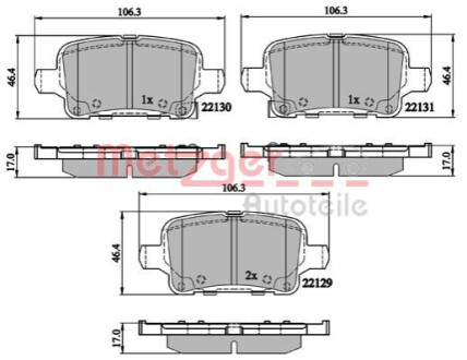 Колодки гальмівні (задні) Chevrolet Cruze 15-/Bolt 16-/Opel Astra K 15- METZGER 1170892