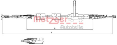 Трос, стояночная тормозная система METZGER 251.33