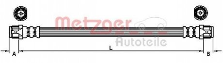 Шланг тормозной (задний) Citroen C5/Peugeot 407 04- (R) (L=660mm) METZGER 4110224