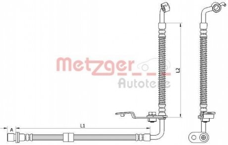 Шланг гальмівний (передній) Mazda 6 07-13 (R) (600mm) METZGER 4110878