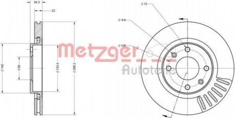 Тормозной диск METZGER 6110023 (фото 1)