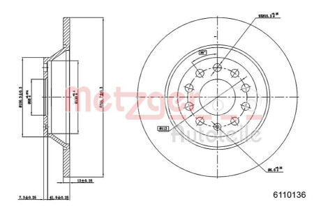 Диск тормозной METZGER 6110136