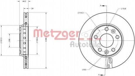 Тормозной диск METZGER 6110206 (фото 1)