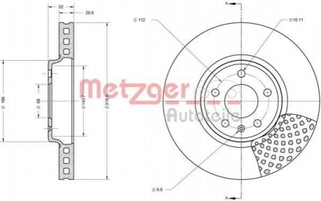 Тормозной диск METZGER 6110425 (фото 1)