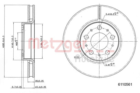 Тормозной диск METZGER 6110561