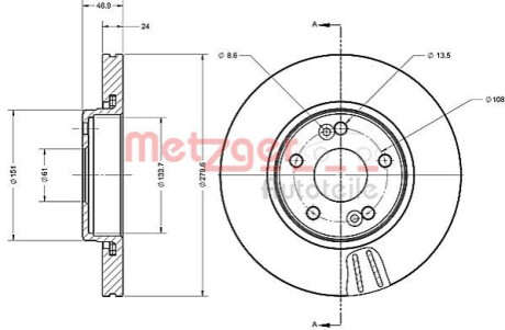 Тормозной диск METZGER 6110600