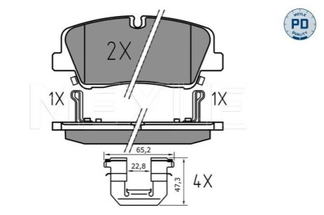 ГАЛЬМІВНІ КОЛОДКИ. HYUNDAI T. H350 2.5 CRDI 15- MEYLE 025 224 1817/PD