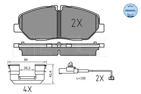 ГАЛЬМІВНІ КОЛОДКИ. HYUNDAI P. H350 2.5 CRDI 15- MEYLE 025 224 2020/PD