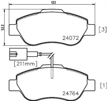 Комплект гальмівних колодок, дискове гальмо - (ME9S5J2K021AA / ME9S51J2K021AA / BS512K021AA) MINTEX MDB3019 (фото 1)