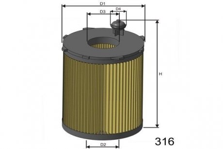 Елемент фільтруючого фільтру олії MISFAT L104 (фото 1)