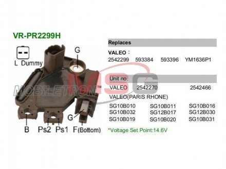 Регулятор напруги генератора MOBILETRON VRPR2299H (фото 1)
