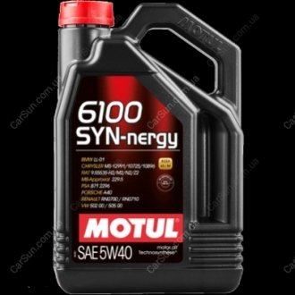 Олія моторна 6100 Syn-nergy 5W40 5л - (GS55502M4OE / GS55502M4EUR / GS55502M4) MOTUL 368351 (фото 1)