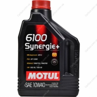 Моторна олія 6100 Synergie+ 10W-40 2 л - (XO10W40QP / GS60107M2OE / GS60107M2EUR) MOTUL 839421 (фото 1)