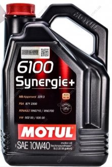 Моторное масло 6100 Synergie+ 10W-40 5 л - (GJZW107M2 / GS60107M2 / G055107M4) MOTUL 839451 (фото 1)