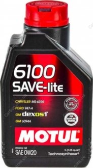 Моторна олія 6100 Save-Lite 0W-20 1 л - (XO0W20QSP / GS60577M4OE / GS60577M4EUR) MOTUL 841211