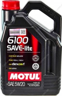 Моторное масло 6100 Save-Lite 5W-20 4 л - (GS55505M2 / GS55502M4OE / GS55502M4EUR) MOTUL 841350