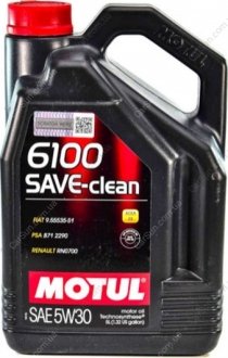 Моторное масло 6100 Save-Clean 5W-30 5 л - (GS55502M4 / GS55502M2OE / GS55502M2EUR) MOTUL 841651 (фото 1)