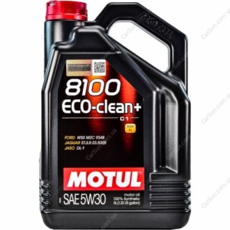 Моторное масло 8100 Eco-Clean+ 5W-30 5 л - (GS55505M2 / GS55502M4OE / GS55502M4EUR) MOTUL 842551 (фото 1)
