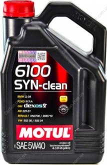 Моторное масло 6100 Syn-Clean 5W-40 4 л - (GS55502M4EUR / GS55502M4 / GS55502M2OE) MOTUL 854250 (фото 1)