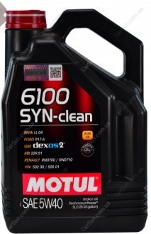 Моторное масло 6100 Syn-Clean 5W-40 5 л - (888082643 / 888082642 / 888082641) MOTUL 854251