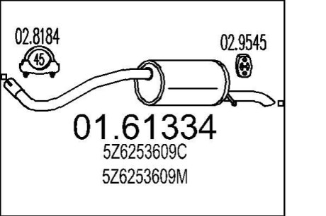 Труба вихлопна koс. VW FOX 1.2 MTS 0161334