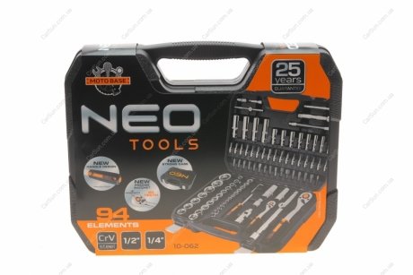 Головки змінні 94 шт., 1, 4, 1/2" CrV Neo-tools 10-062 (фото 1)