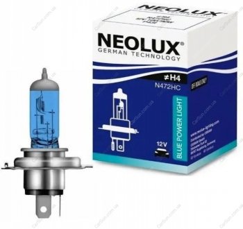 Автолампа Blue Lighting H4 P43t 90 W 100 W светло-голубая NEOLUX N472HC