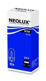 Автолампа W3W W2,1x9,5d 3 W прозрачная NEOLUX N505 (фото 1)
