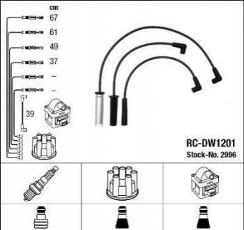 Провод высокого напряжения NGK RCDW1201