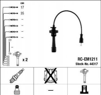 Комплект ізольованих проводів для свічок запалення NGK RC-EM1211 (фото 1)