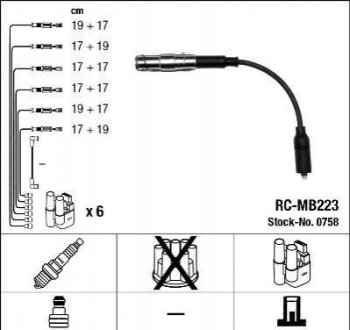 Комплект ізольованих проводів для свічок запалення NGK RC-MB223