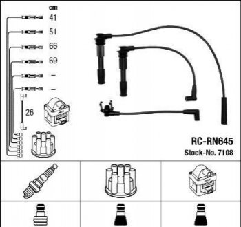 Високовольтні дроти (набір) NGK RC-RN645