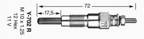 Свічка розжарювання NGK Y702R