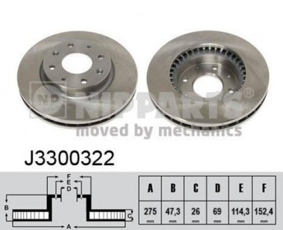 Тормозной диск - (517122F100) NIPPARTS J3300322 (фото 1)