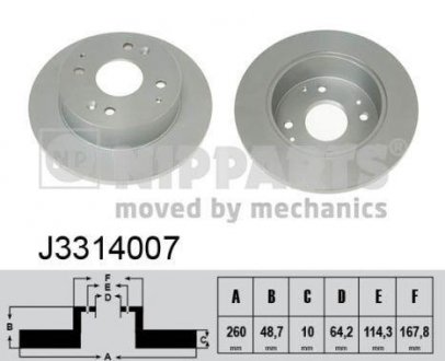 Тормозной диск - (42510SV4J00 / 42510SV4A00 / 42510SV1A00) NIPPARTS J3314007 (фото 1)