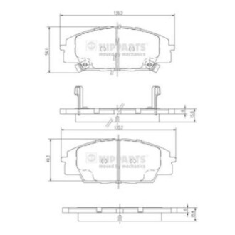 Гальмівні колодки, дискове гальмо (набір) NIPPARTS J3604055