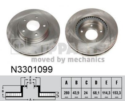 Тормозной диск - (402061KA3A) NIPPARTS N3301099 (фото 1)
