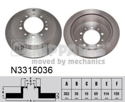 Тормозной диск - (4615A125 / 1609901080) NIPPARTS N3315036 (фото 1)