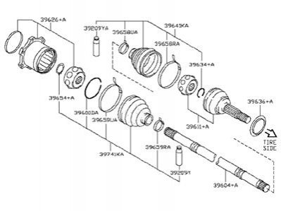 Привідний вал ASSY NISSAN/INFINITI 396001LA0A (фото 1)