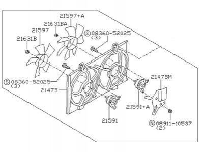 Вентилятор, охлаждение двигателя NISSAN/INFINITI B14815U002