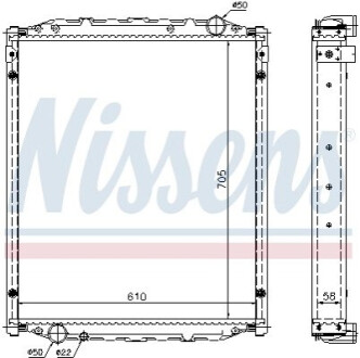 Радіатор Охолодження 705X610X58 Man L2000 -05R NISSENS 67220A