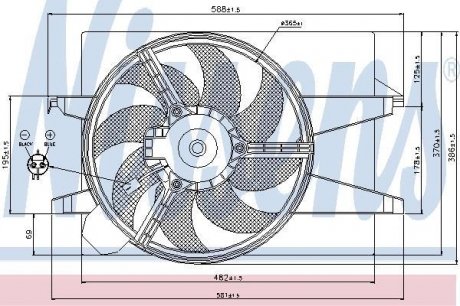 Вентилятор охлаждения двигателя - (1475302 / 2S6H8C607DA / 1366103) NISSENS 85030