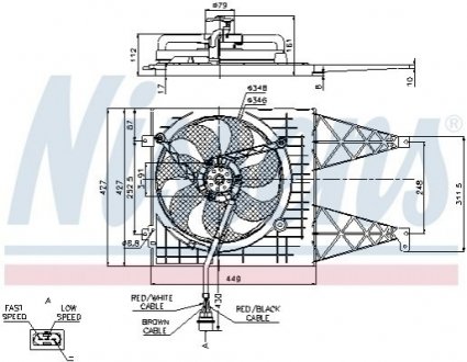 Вентилятор охлаждения двигателя - (6X0959455A / 6QD959455C / 6H0959455B) NISSENS 85249