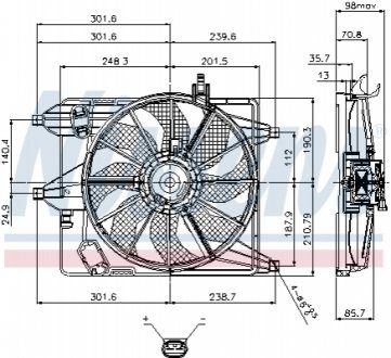 Вентилятор охлаждения двигателя - (7701070217 / 7701051495 / 7701051483) NISSENS 85252 (фото 1)
