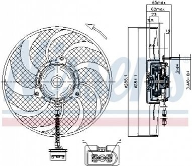 Вентилятор охлаждения двигателя - (6QD959455B / 6Q0959455J) NISSENS 85541