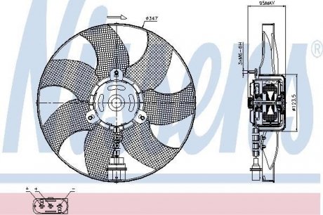 Вентилятор охлаждения двигателя - (6X0959455 / 1C0959455 / 1C0121209) NISSENS 85543